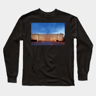 Royal Palace, Palace, Palacio Real, Plaza de Oriente, dusk, Madrid, Spain, Europe Long Sleeve T-Shirt